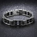 Cool 13MM Width Black Silicone Chain Man Bracelet Homme High Quality Stainless Steel Male On Hand Wrist Jewelry Items