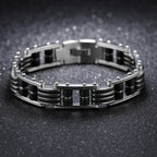 Cool 13MM Width Black Silicone Chain Man Bracelet Homme High Quality Stainless Steel Male On Hand Wrist Jewelry Items