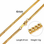 Vnox 3-6MM Tone Snake Cocoon Curb Link Flat Box Wheat Chains Stainless Steel Men Necklace Choker Jewelry 24 inch