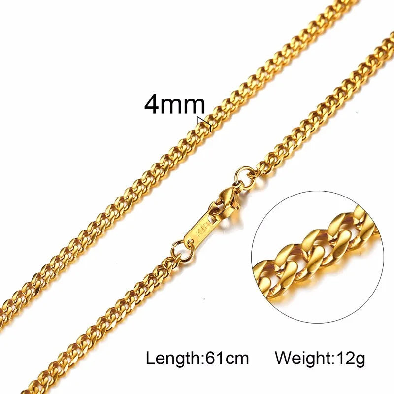 Vnox 3-6MM Tone Snake Cocoon Curb Link Flat Box Wheat Chains Stainless Steel Men Necklace Choker Jewelry 24 inch