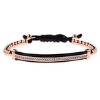 2020 Classic Luxury CZ Black Zircon Long Tubes&4MM Copper Beads Macrame Men Bracelets&Bangles For Women Jewelry Bileklik