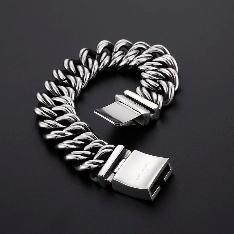 22MM Stainless Steel Chain Men‘s On Hand Chain Wrist Bracelets Biker Jewelry Bracelets For Man Mannen Armband Gift For