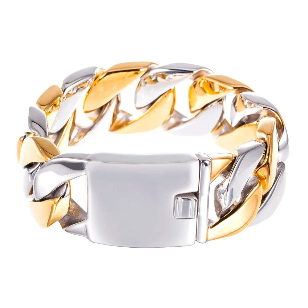 Massive 12/23MM Wide Curb Link Chain Men's Bracelets & Bangles In 316L Stainless Steel Strap Hand Bands for Man Mannen