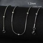 50cm New Fashion Stainless Steel Chain 1.2-3mm Silver Color Rose Gold Necklace Jewelry Vacuum Plating Accessories Chokers Collar