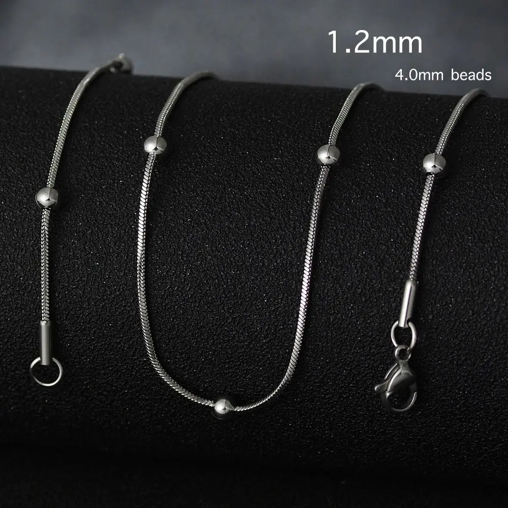 50cm New Fashion Stainless Steel Chain 1.2-3mm Silver Color Rose Gold Necklace Jewelry Vacuum Plating Accessories Chokers Collar