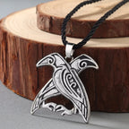 Kinitial Norse Viking Mythology Jewelry Odin's Ravens Pendant Necklace Double Bird Talisman Necklaces Men fashion