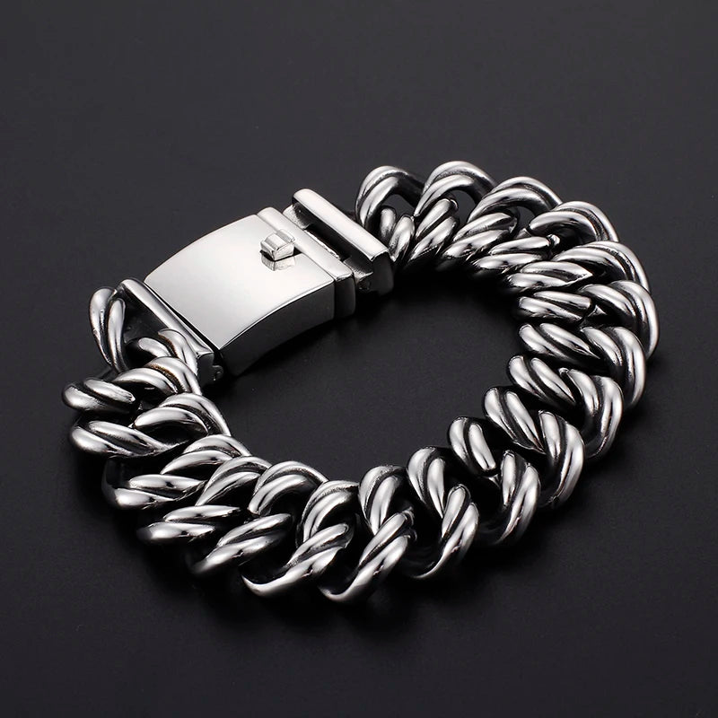 22MM Stainless Steel Chain Men‘s On Hand Chain Wrist Bracelets Biker Jewelry Bracelets For Man Mannen Armband Gift For