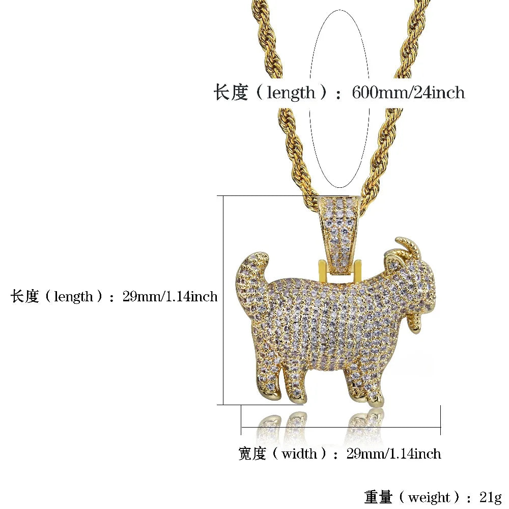 Goat Head Pendant Necklace with 30in Chain Length