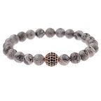 Black CZ Pave Ball Beaded Bracelet for Men — Adjustable Weave