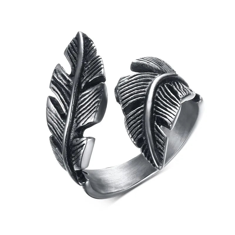 Angel Feather Wrap Ring — Stainless Steel