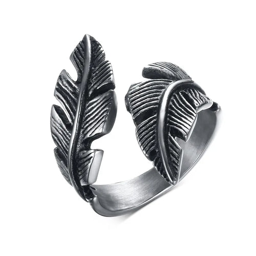 Angel Feather Wrap Ring — Stainless Steel