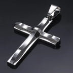 Dropshipping Cross Pendant Necklaces For Men Black Gold Color Silver Color Stainless Steel Charm Chain Male Hip Hop Jewelry KP52