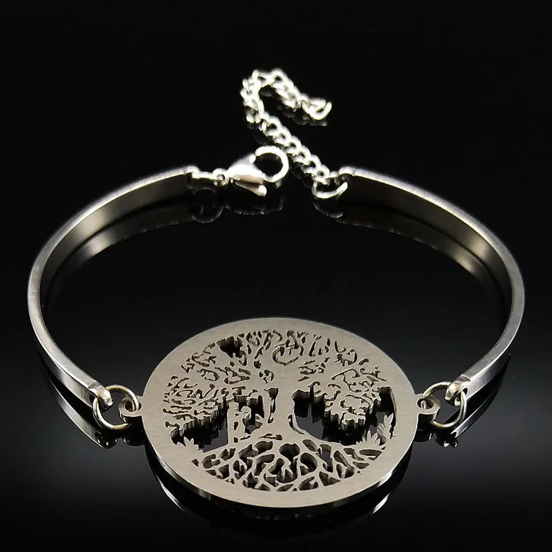 Tree Of Life Silver Bracelet Crystal Bangles Pulsera