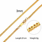 Vnox 3-6MM Tone Snake Cocoon Curb Link Flat Box Wheat Chains Stainless Steel Men Necklace Choker Jewelry 24 inch