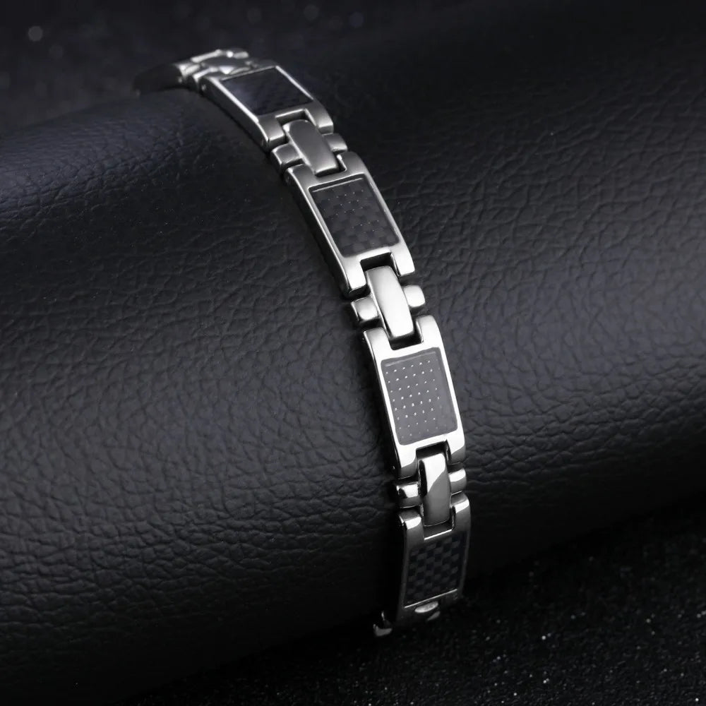 9MM Wide Power Increase Magnetic Therapy Men's Bracelets Jewelry Black Stainless Steel Health Care Boys Bracelet Gifts