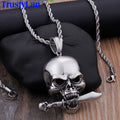 Rocker Skull Head Pendant Necklace For Men Jewelry Accessory Stainless Steel Best Friends Ghost Necklaces & Pendants