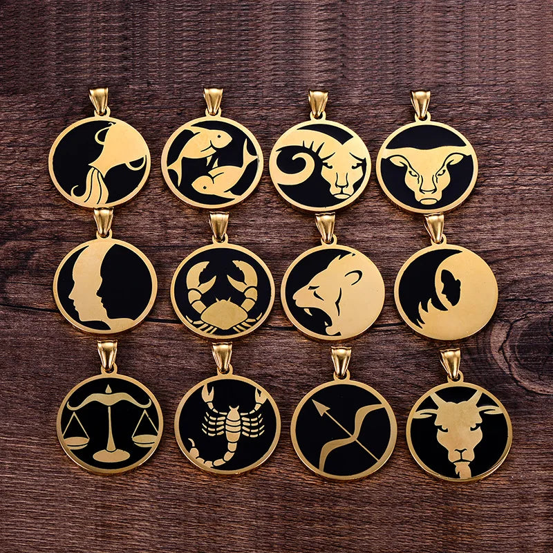 Scorpio 12 Constellations Necklace For Men/Women Birthday Gifts Gold Color Stainless Steel Amulet Pendant Zodiac Sign
