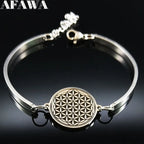 Flower of Life Silver Bracelet — Stainless Steel
