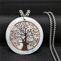 Tree of Life Gold Bead Necklace — Stainless Steel