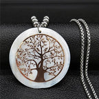 Tree of Life Gold Bead Necklace — Stainless Steel