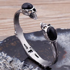 Gothic Skull Head Cuff Bangle Bracelet For Man Punk Rock On Hand Accessories Halloween Boys Bracelets Engraved Biker