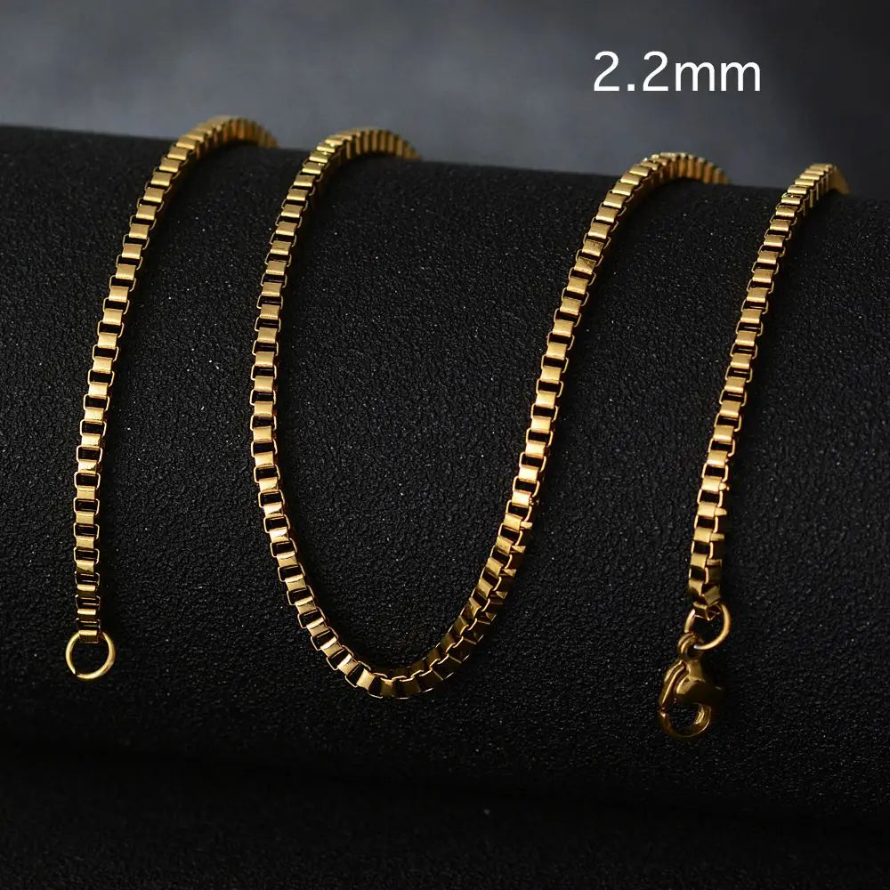 50cm New Fashion Stainless Steel Chain 1.2-3mm Silver Color Rose Gold Necklace Jewelry Vacuum Plating Accessories Chokers Collar