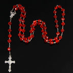 8mm fashion rosary ladies necklace high quality diy Jesus Christian cross necklace and pendant long chain jewelry