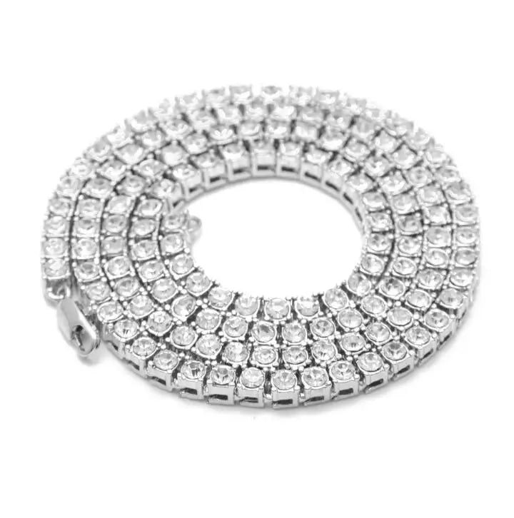 Men's Hip Hop Bling Bling Iced Out Tennis Chains 1 Row Necklaces Luxury Brand Silver/Gold Color Men Chain Fashion Jewelry