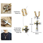 Vnox Cross Necklace For Men Byzantine Gold Color Stainless Steel Chain Catholic Crucifix Pendant Male Punk Rock