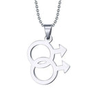 2024 Fashion LGBT Gay Pride Rainbow Girl Boy Symbol Necklaces Pendant Stainless Steel Necklace Men Jewelry