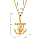 TBTK Punk Crucifix Jesus Cross Navy Rudder Anchor Pendant Necklace Classic Chain Men Stainless Steel Jewelry Wholesale