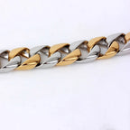16MM Wide Gold Color Stainless Steel Curb Chain Man Bracelet Male Skull Head Bikers Jewelry Friendship Men's Bracelets