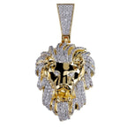 Iced Out Micro Pave Lion Head Pendant — Gold