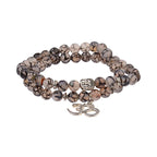 Buddha Head Beaded Bracelet — Black Stone Beads, Bronze-Tone