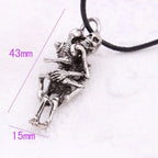 Double Skull Cross Pendant Necklace Black — Stainless Steel