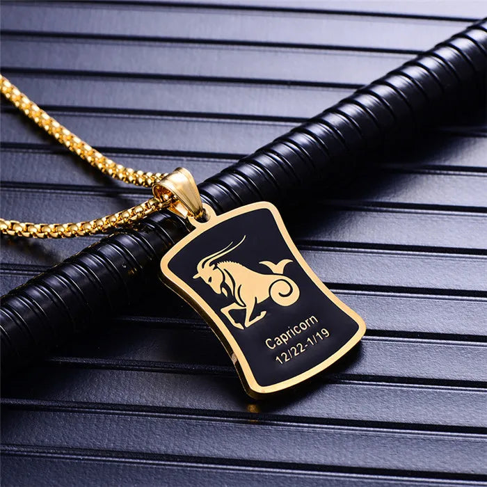 Scorpio 12 Constellations Necklace Birthday Gifts Gold Color Stainless Steel Amulet Pendant Zodiac Sign Jewelry Collier