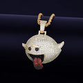 Bubble Letter Flying Ghost Hip Hop Pendant Gold Color Bling Cubic Zircon Men's Necklace Jewelry