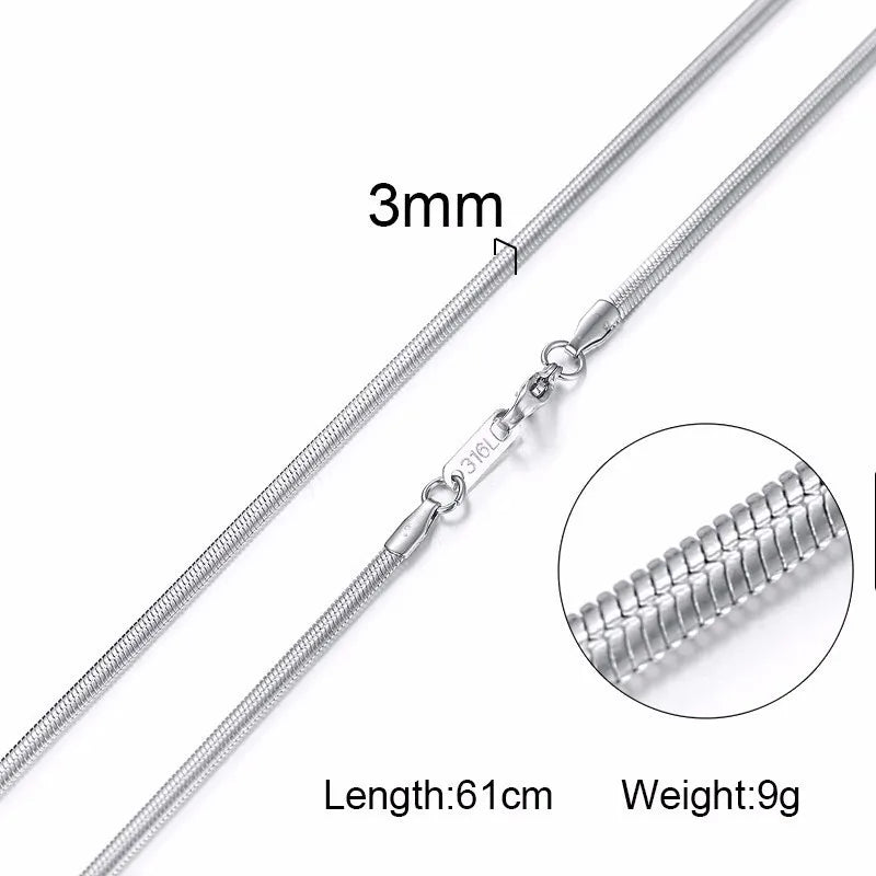 Vnox 3-6MM Tone Snake Cocoon Curb Link Flat Box Wheat Chains Stainless Steel Men Necklace Choker Jewelry 24 inch