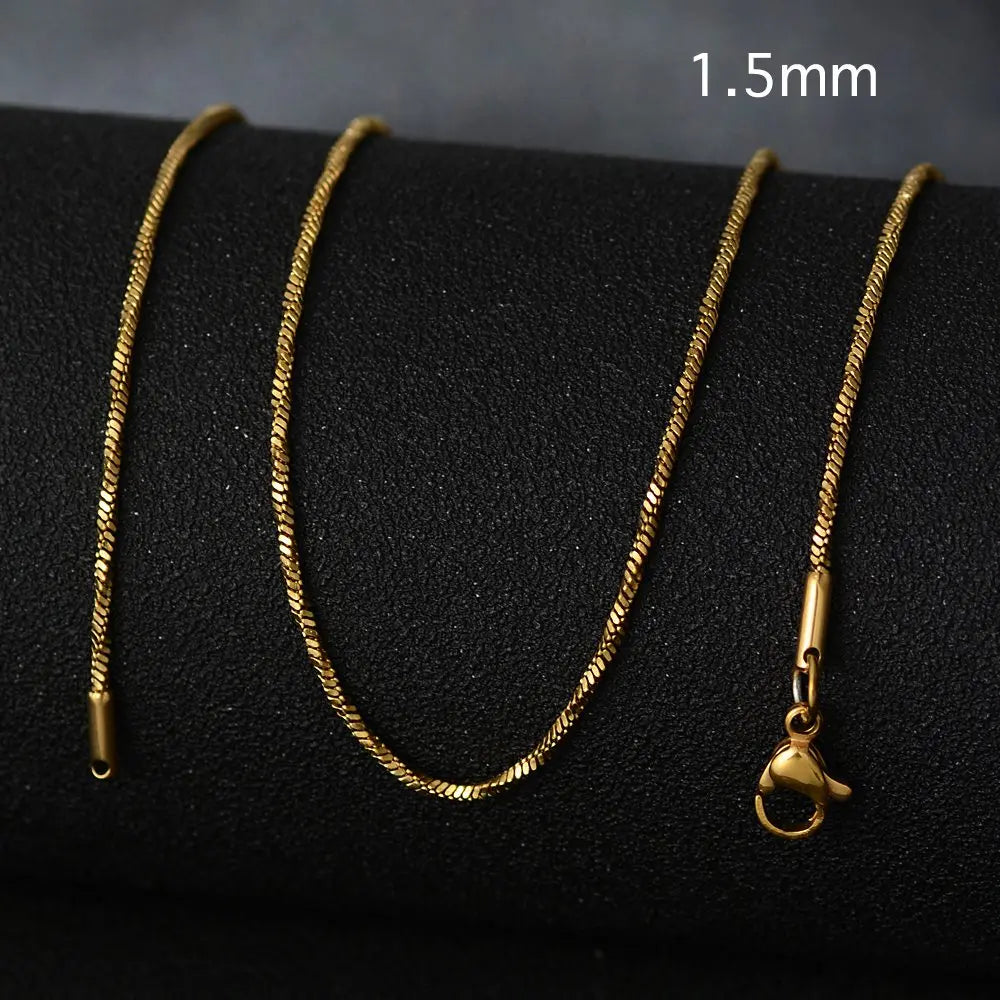 50cm New Fashion Stainless Steel Chain 1.2-3mm Silver Color Rose Gold Necklace Jewelry Vacuum Plating Accessories Chokers Collar