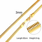 Vnox 3-6MM Tone Snake Cocoon Curb Link Flat Box Wheat Chains Stainless Steel Men Necklace Choker Jewelry 24 inch