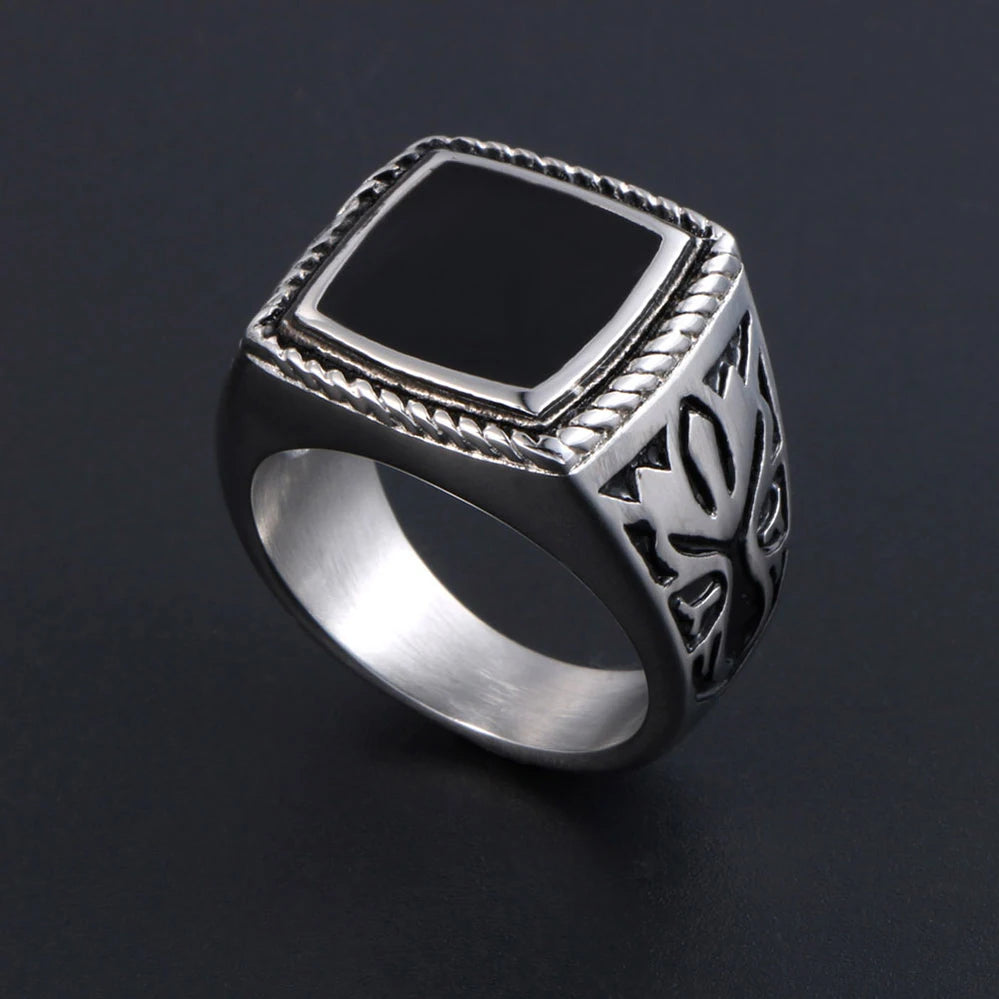 Cool Stainless Steel Men's Rings 18MM Wide Epoxy Ringen Men Fashion Classic Jewelry Accessories Gifts For Him Finger