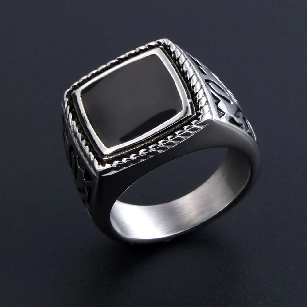 Cool Stainless Steel Men's Rings 18MM Wide Epoxy Ringen Men Fashion Classic Jewelry Accessories Gifts For Him Finger