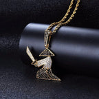 Micro Paved CZ Rhinestone Bling Ice Out Hats Samurai Oriental Warrior Pendants Necklaces for Men Hip Hop Rapper Jewelry