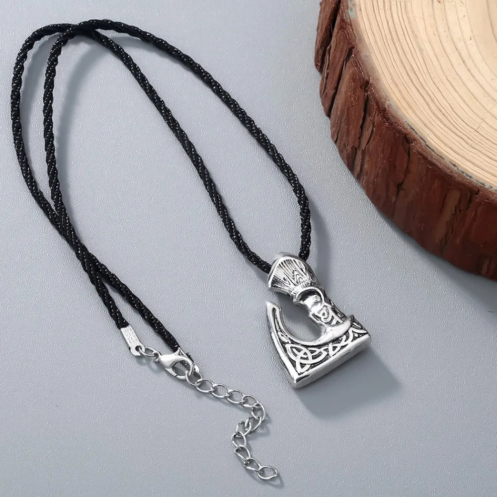 Kinitial Antique Bronze Color Slavic Perun Big Axe Pendant Necklace Jewelry Viking Slavic Necklaces fit for Men's