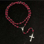 8mm fashion rosary ladies necklace high quality diy Jesus Christian cross necklace and pendant long chain jewelry
