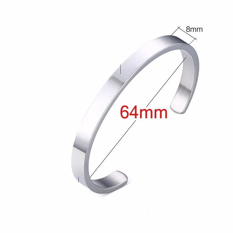 Gold Flat Cuff Bangle Bracelet 8mm