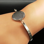 Flower of Life Silver Bracelet — Stainless Steel