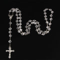 8mm fashion rosary ladies necklace high quality diy Jesus Christian cross necklace and pendant long chain jewelry