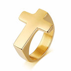 Cross Two-Tone Ring — Stainless Steel