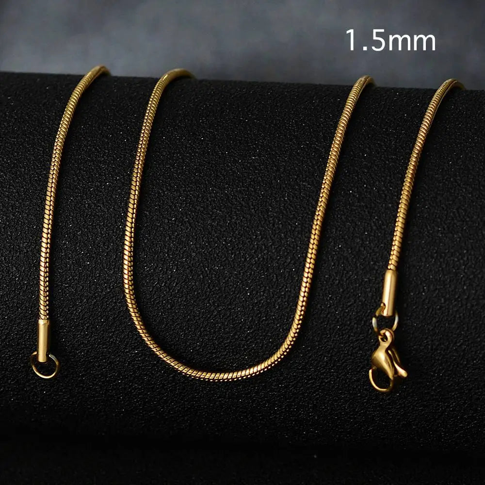 50cm New Fashion Stainless Steel Chain 1.2-3mm Silver Color Rose Gold Necklace Jewelry Vacuum Plating Accessories Chokers Collar